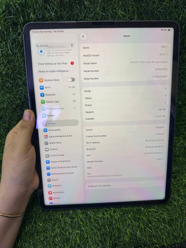 iPad Pro M1 12.9in WiFi+Sim 256G សំណុំសុីន 99.99%