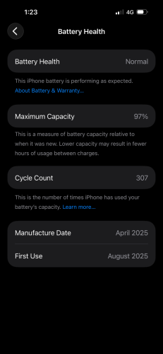 •	មិនបែក មិនឆ្កួត	•	Battery ≥ 85–100%	•	Face ID / Camera ធម្មតា