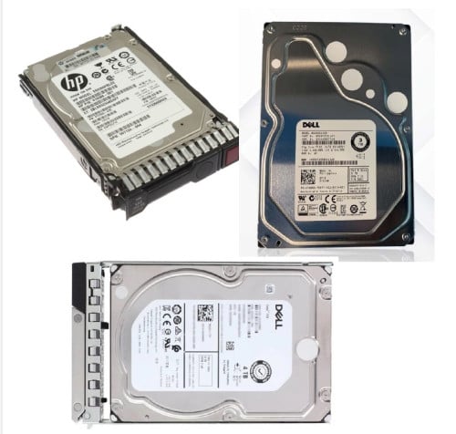 HP 300GB 6G SAS 10K SFF (2.5-inch), Dell 7.2K NL SAS 12Gbps 512n 3.5"- 3TB & 4TB