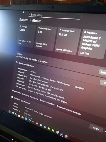 Laptop ASUS Tuf Gaming A15 Ryz7