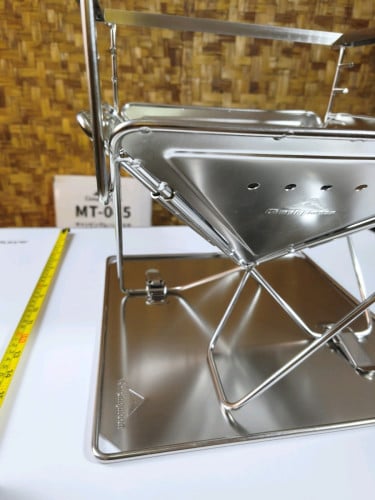 Campingmoon MT-035 Stainless Steel Camping Barbecue Grill Charcoal Folding Stove Height Adjustable