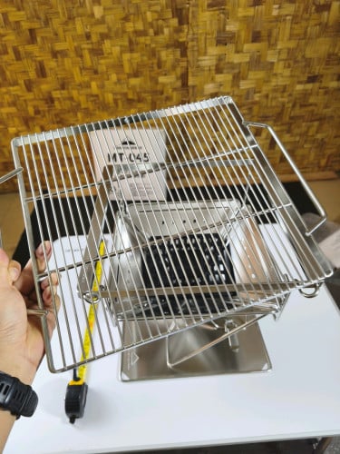 Campingmoon MT-035 Stainless Steel Camping Barbecue Grill Charcoal Folding Stove Height Adjustable