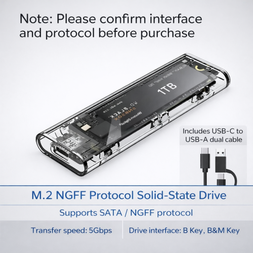 Case M2 NGFF(12$) /NVME(17$) Support SATA USBPort3.1 and Type C / 5.Gbps