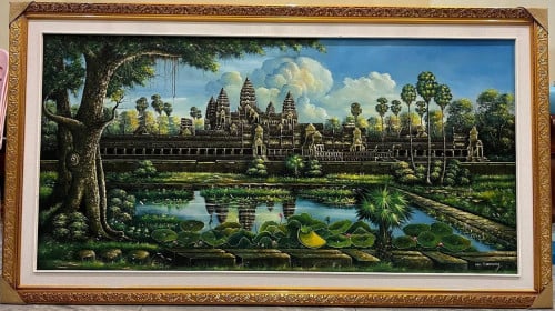 hand-painted landscape of Angkor