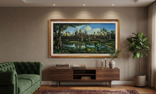hand-painted landscape of Angkor