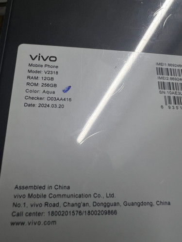 Vivo V30 5G Memory 256GB Ram 12GB Aqua Color