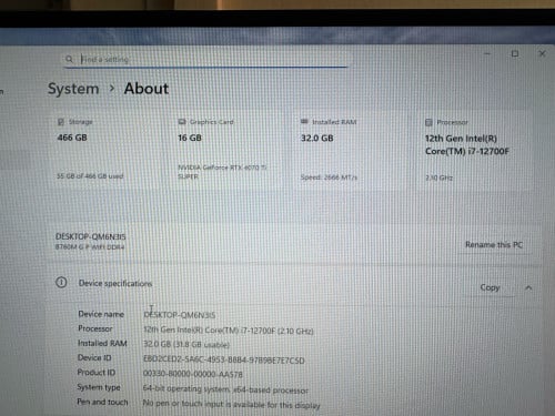 Desktop Core i7-12700F