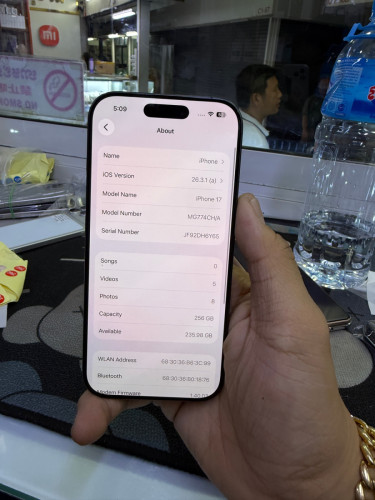 Iphone17 256G CH sim2 battery 100% សាកបាន 6ដង