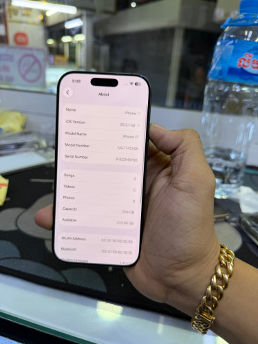 Iphone17 256G CH sim2 battery 100% សាកបាន 6ដង