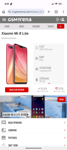 Mi8Lite សុំនុំglobal Ram6g 97%