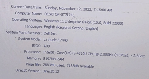លក់ធូរថ្លៃDell E7440ម៉ាស៊ីនមិនមានបញ្ហា 2 SSDs 256GB+128G Core i5 Ram 8GB រូបរាង92%