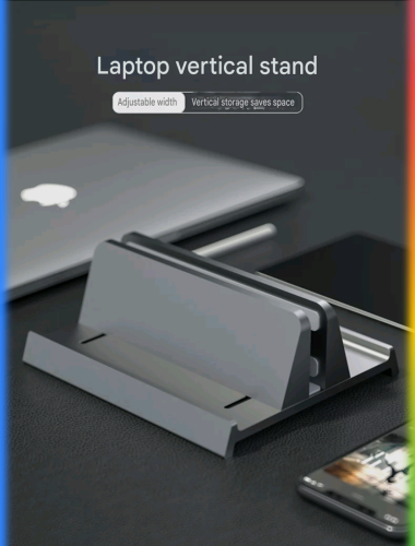 Vertical stand laptop for clean desk setup