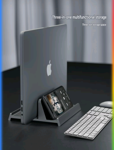 Vertical stand laptop for clean desk setup