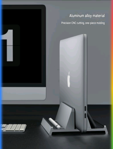 Vertical stand laptop for clean desk setup