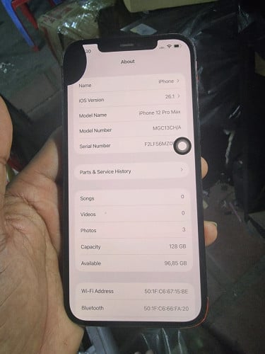 លក់iphne 12pro max  no scen pass wifi ជាំអេក្រងកែងលើ
