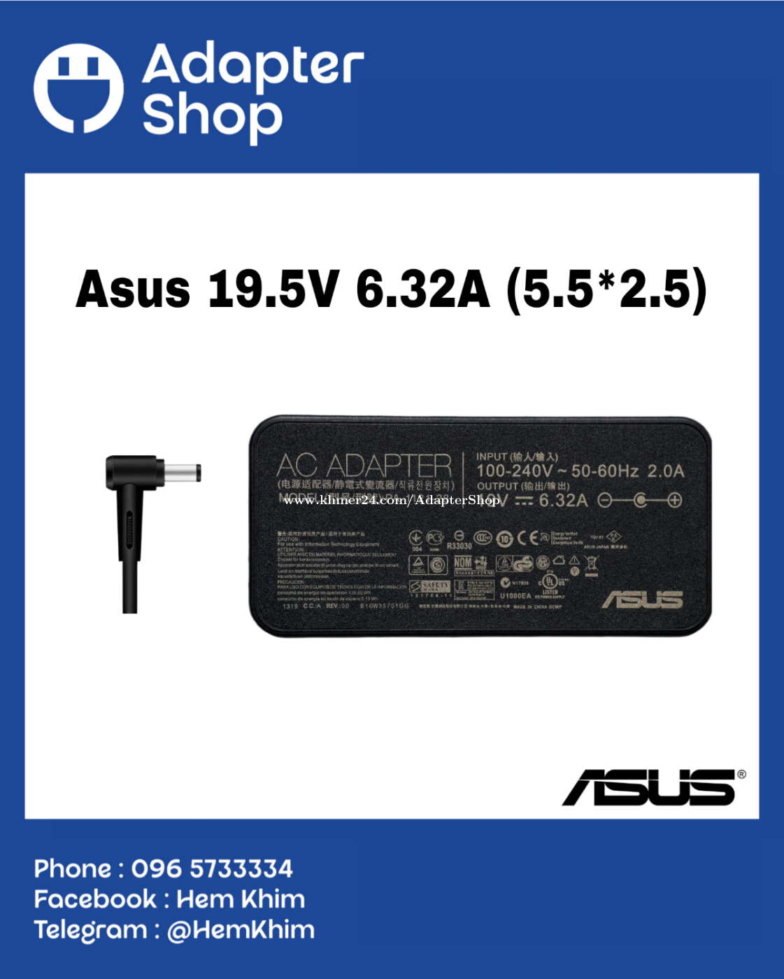 Adapter Asus 19.5V 9.23A 180W (5.5*2.5) Original
