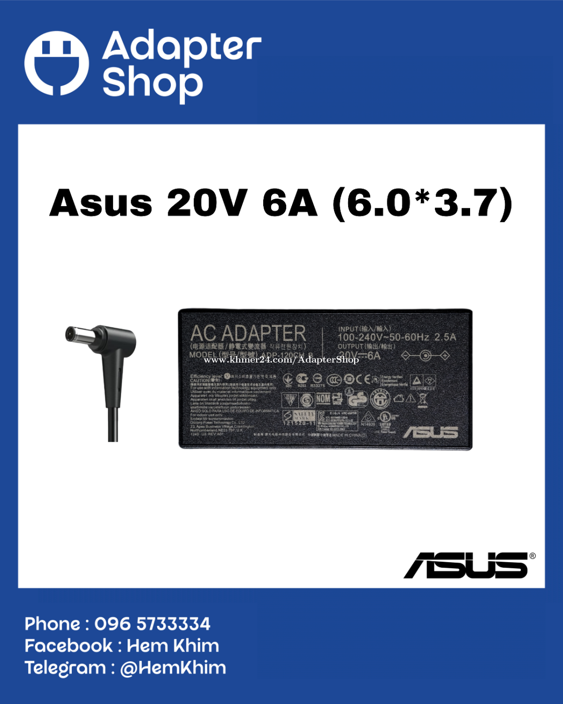 Adapter Asus ROG 20V 6A 120W (6.0*3.7)
