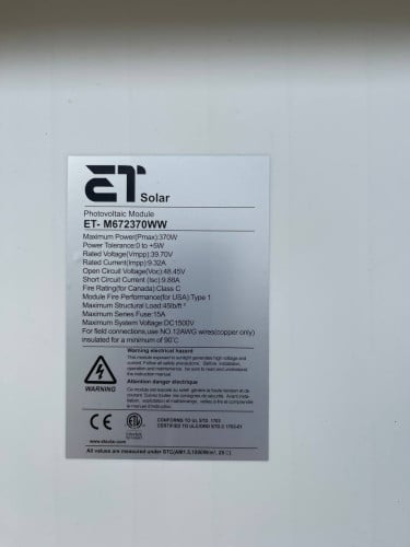 បន្ទះសូឡា (Solar panels) 380W=60$