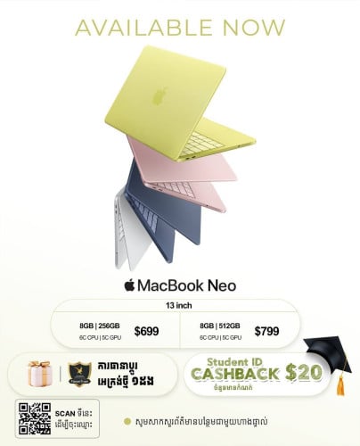 MacBook Neo 13โ 8G/512G new warranty 1year