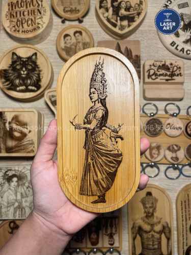 Custom Oval Shape Bamboo Wood with Personalized Messages,Photo,Logo