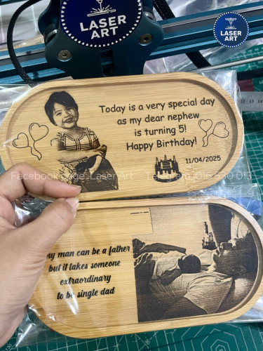 Custom Oval Shape Bamboo Wood with Personalized Messages,Photo,Logo
