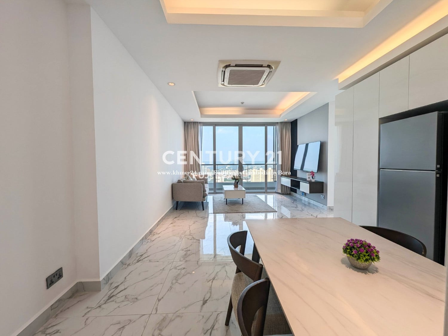 Higher-floor, river-view 2-bedroom condo for rent at J Tower 2 in BKK1 ...