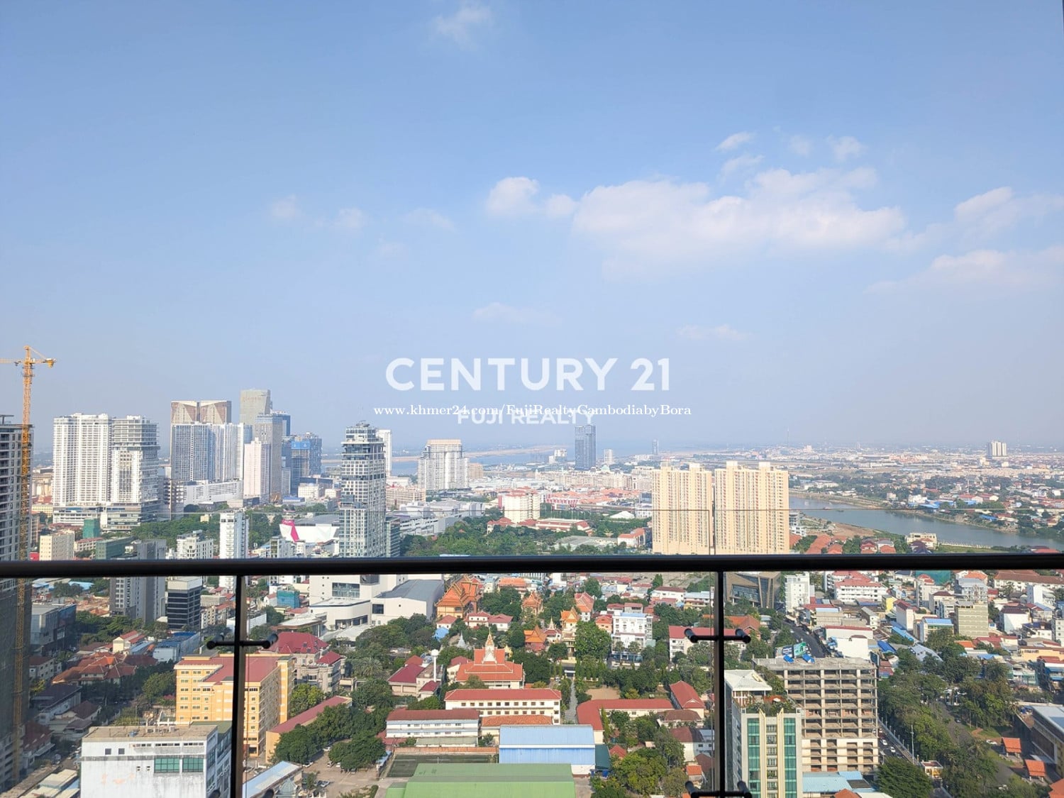 Higher-floor, river-view 2-bedroom condo for rent at J Tower 2 in BKK1 ...