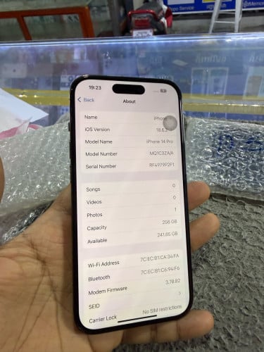 iPhone 14Pro 256G Z/A Sim2 ហ្សីនសំណុំ មានឆ្នាំងសាក