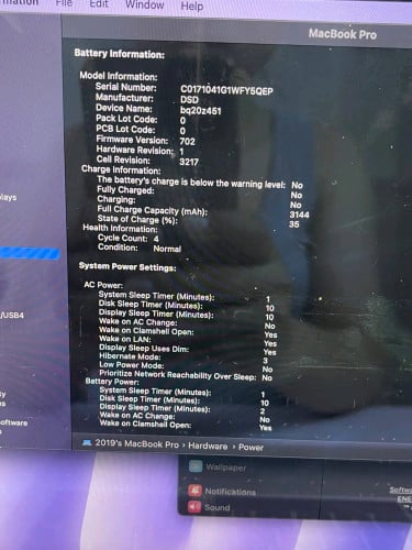 Macbook Pro Year2019 Touch Bar