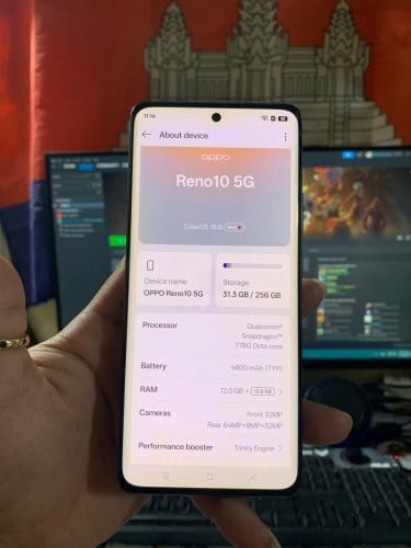 Oppo reno10 5g / ram12g+12g / 256g / CN sim 2 / សុំណុំហ្សុីន លក់តំលៃក្រោមទីផ្សារនៅកម្ពុជា 90$ ដាច់