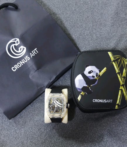 Cronus Art Tonneau Case Luminous  Skeleton Rainbow Dial. new 98% full box