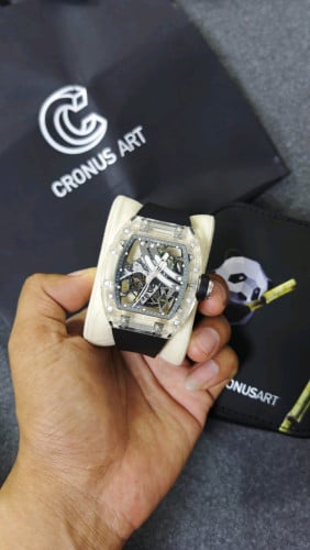 Cronus Art Tonneau Case Luminous  Skeleton Rainbow Dial. new 98% full box