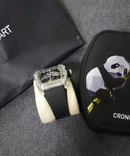 Cronus Art Tonneau Case Luminous  Skeleton Rainbow Dial. new 98% full box