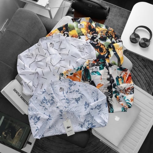 អាវក្រណាតដៃខ្លី / Short-sleeve button-up shirt