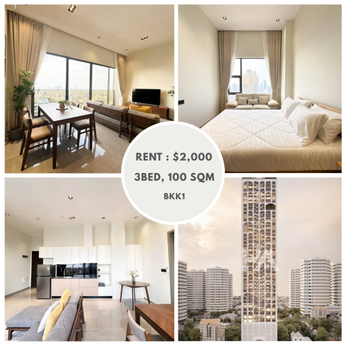 Condo 3 bedroom For Rent In Bkk1 !
