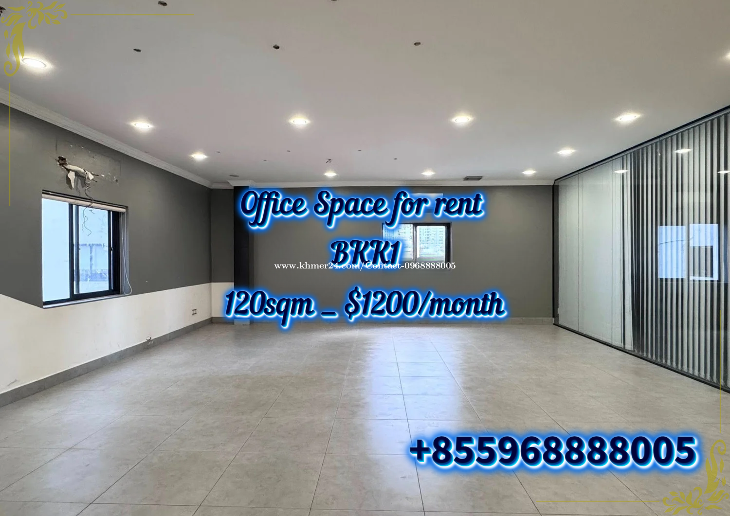 $1200/month with 120 sqm_Office Space Available at BKK1