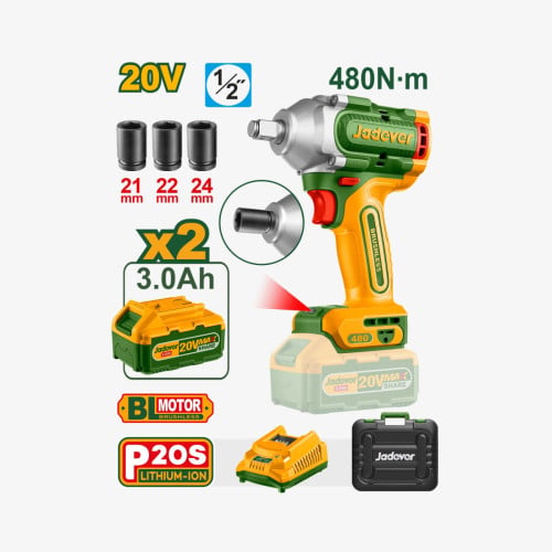 ម៉ូទ័រដោះប៊ូឡុង 480Nm | Cordless Impact Wrench 20V Brushless 480Nm 1/2″ JDCD1B48 JADEVER