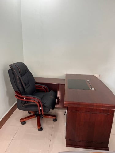 🔥តុការិយាល័យ+កៅអីស្បែក -Modern Executive Desk+Premium Leather Chair