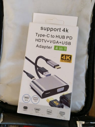 HDMI support 4k tye c to HUB PD HD TV+VGA+USA Adapter 4 in 1