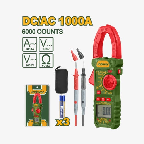 Jadever ម៉ាស៊ីនវាស់ចរន្តប្រភេទ Clamp Meter (DC/AC 1000A) (JDDM65085)