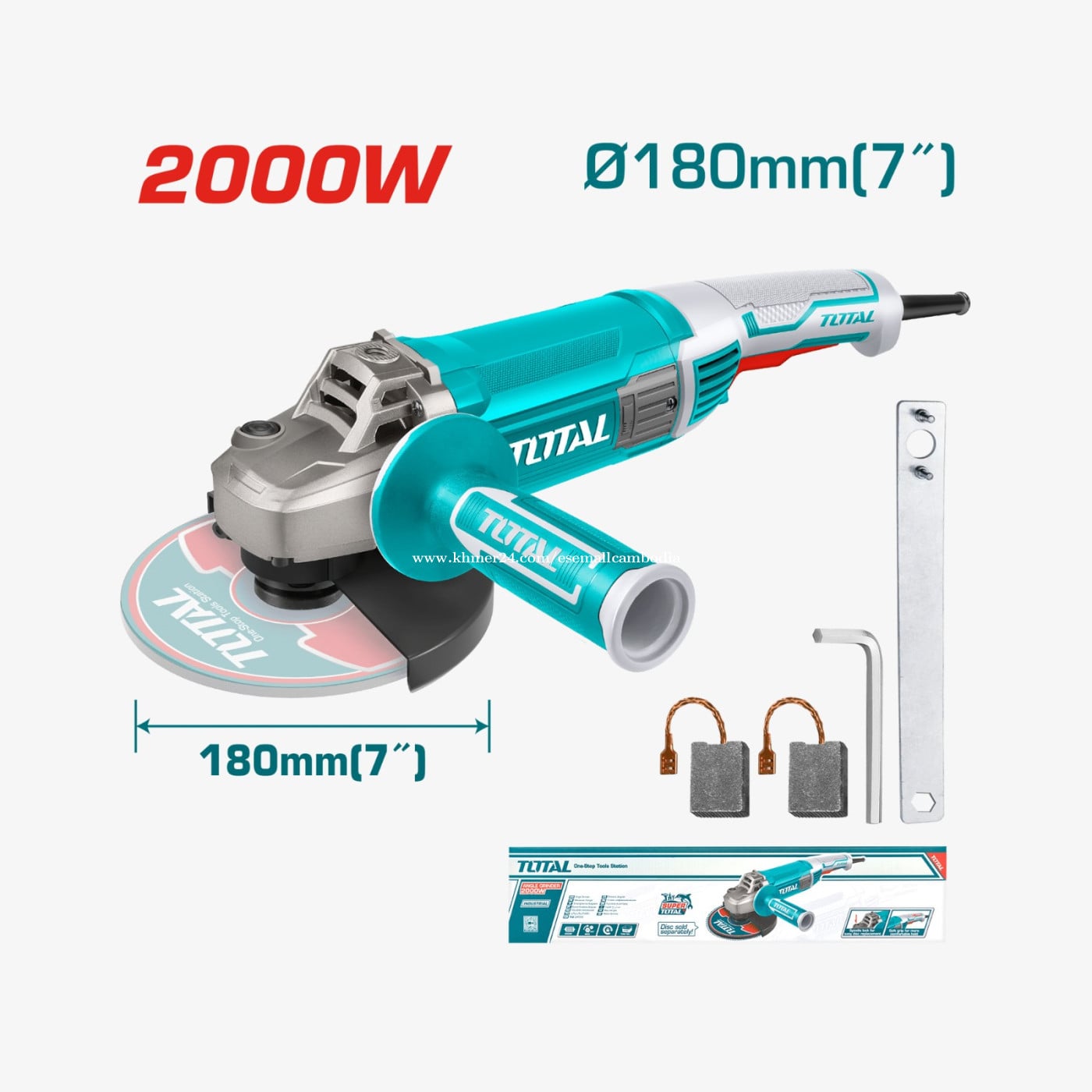 ប្រូម៉ូសិនចូលឆ្នាំ 20% OFF✨ TOTAL Angle Grinder 2000W (ម៉ាស៊ីនកាត់/ខាត់ដែក 2000W) (TG12018026)