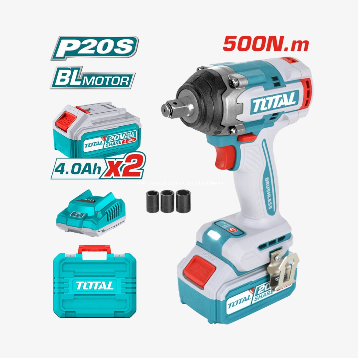 ប្រូម៉ូសិនចូលឆ្នាំ 20% OFF✨TOTAL 20V Brushless Cordless Impact Wrench (TIWLI2050)