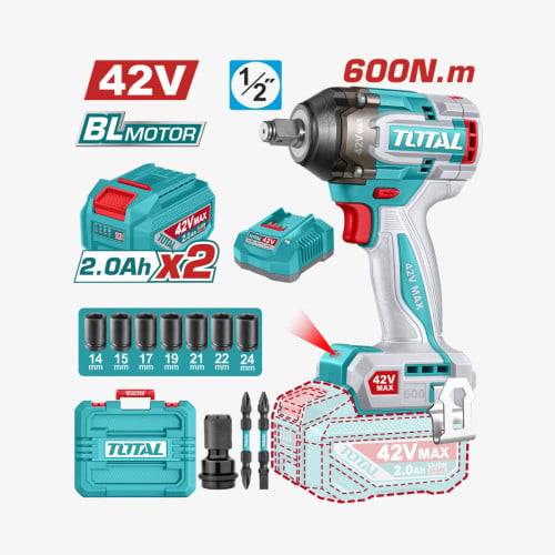 ប្រូម៉ូសិនចូលឆ្នាំ 20% OFF✨TOTAL 42V Max Brushless Cordless Impact Wrench 42V (TIWLI42602)