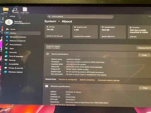 CPU core i5 12th RAM 32GB M2 256GB HDD 500GB