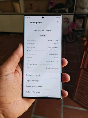 Samsung S22 Ultra 8g/128g(វៃដូរបាន)👉$295