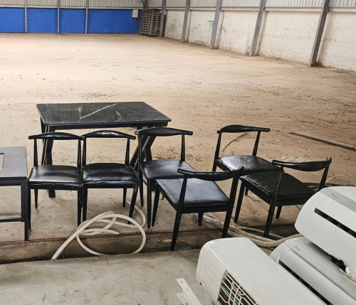 តុរបាយថ្មម៉ាប + 6 កៅអីឈើ​ Marble Dining Table + 6 Wooden Chairs