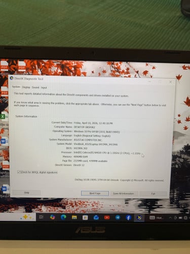 Asus Model : X415MA នៅស្អាតគ្នានបញ្ហាអ្វីទាំងអស់ មានឆ្នាំងសាក