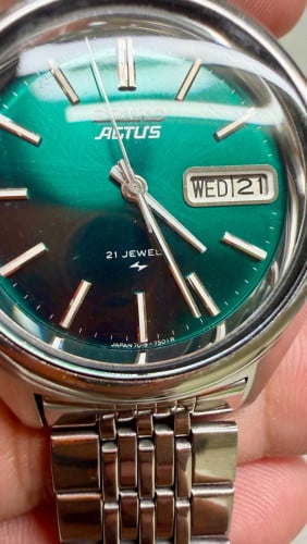 Original Super Rare Vintage SEIKO 5 Actus Green Sunburst Dial Automatic JDM 1978 - Condition 80%