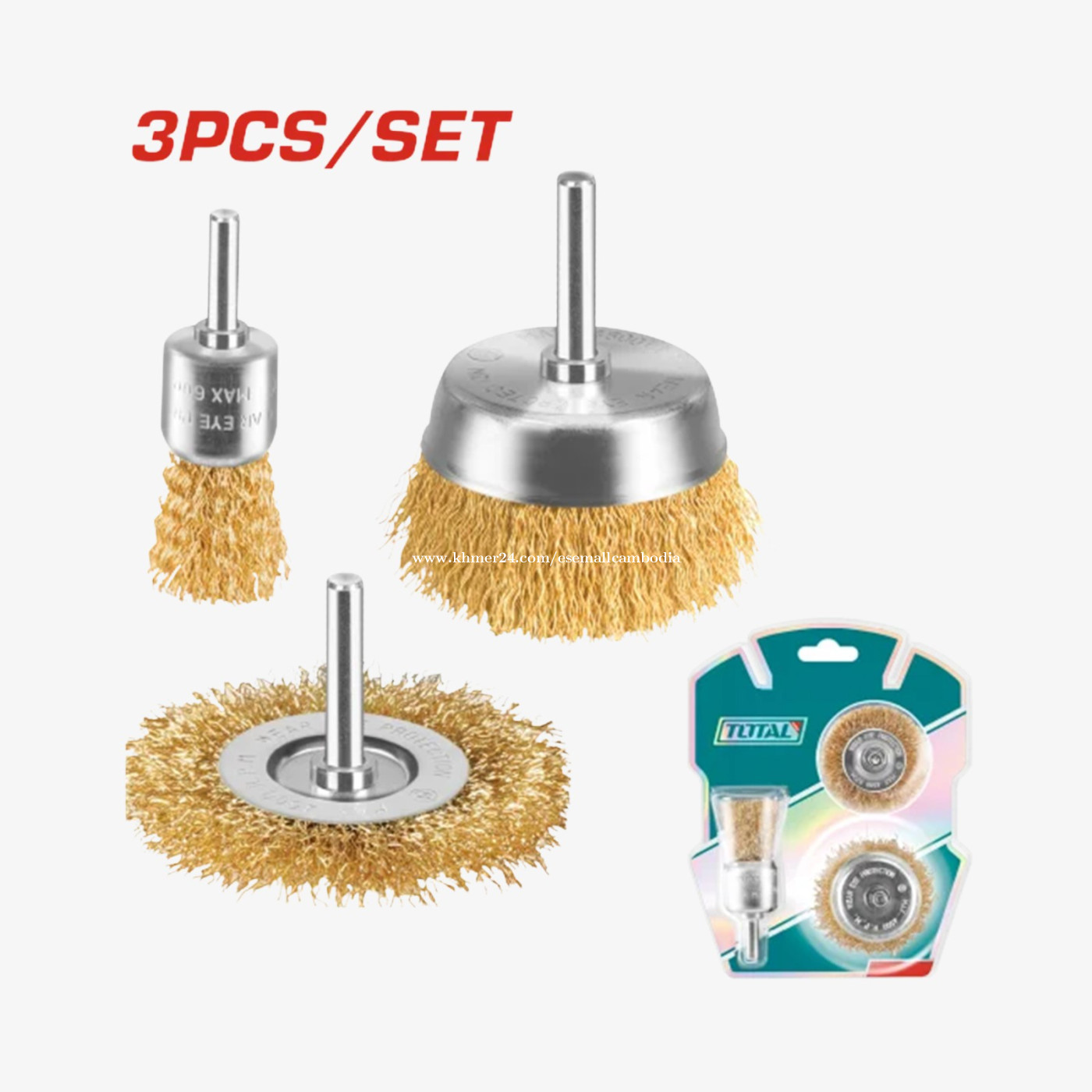 TOTAL 3 Pcs Wire Brush Set (TAC310031)