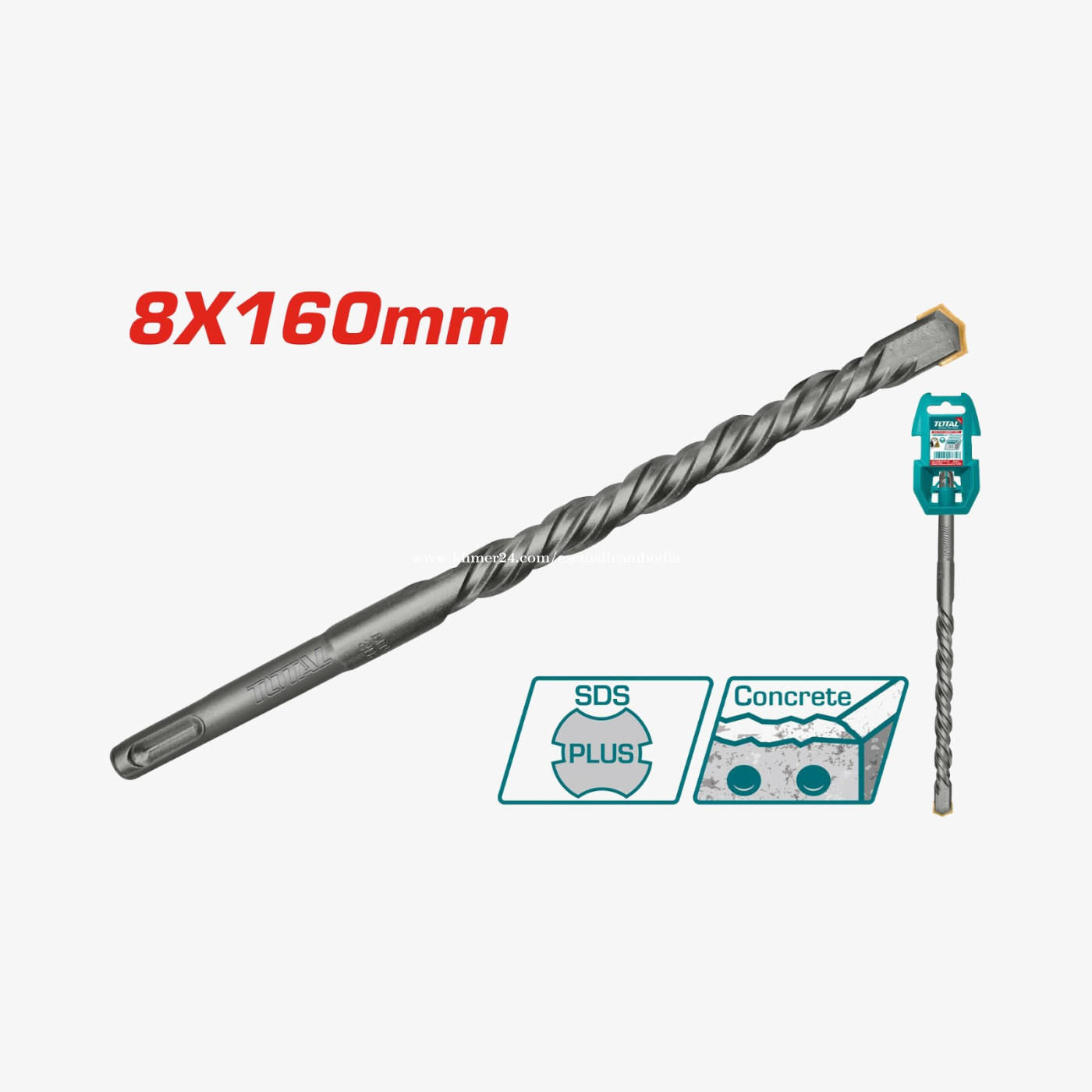 TOTAL SDS Plus Hammer Drill Bit 8.0 mm × 160 mm (TAC310802C)